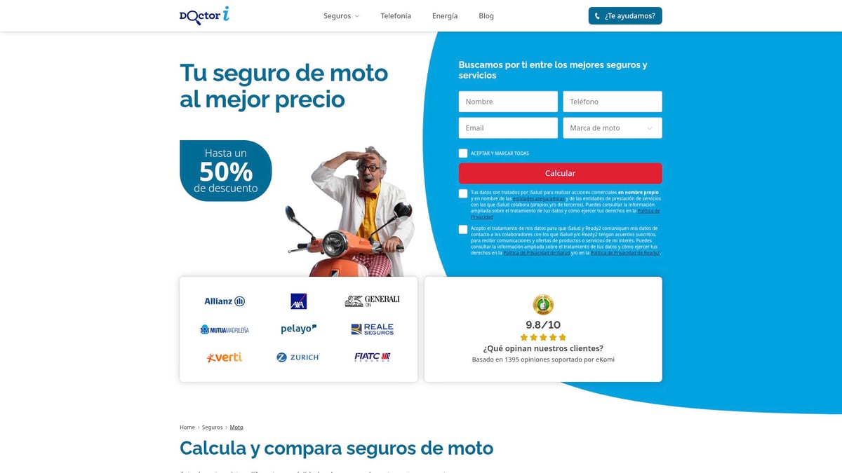 Oferta de AXA para el seguro de moto económico con el detalle de su precio
