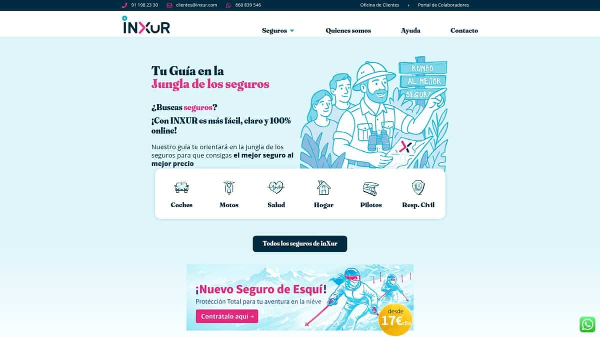 Comparador de inXur mostrando los seguros de moto más económicos y su precio anual