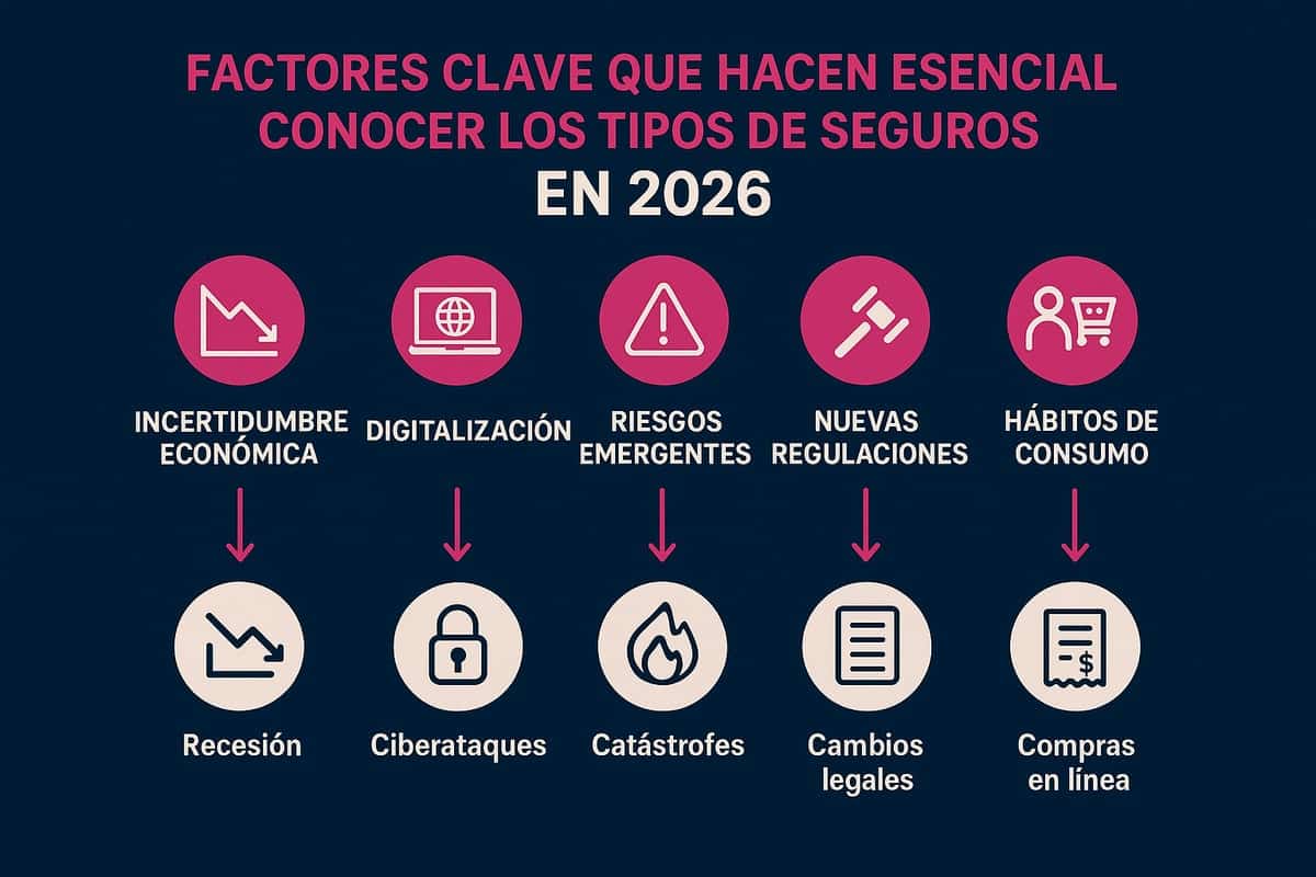 Infografía sobre los tipos de seguros y los riesgos que cubren